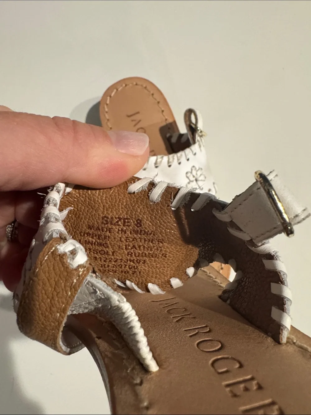 Jack Rogers White Floral Leather Toddler Sandals